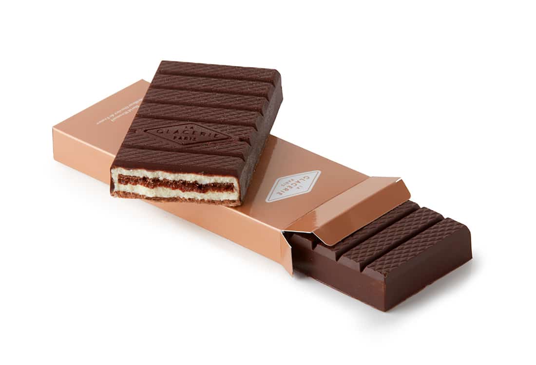 Tablette de Chocolat Glacée Noire - Cacahuètes • La Glacerie Paris